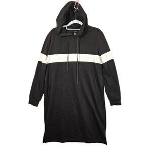 Forever 21 Hooded Sweatshirt Dress Womens M Black White Lounge Wear Athleisure